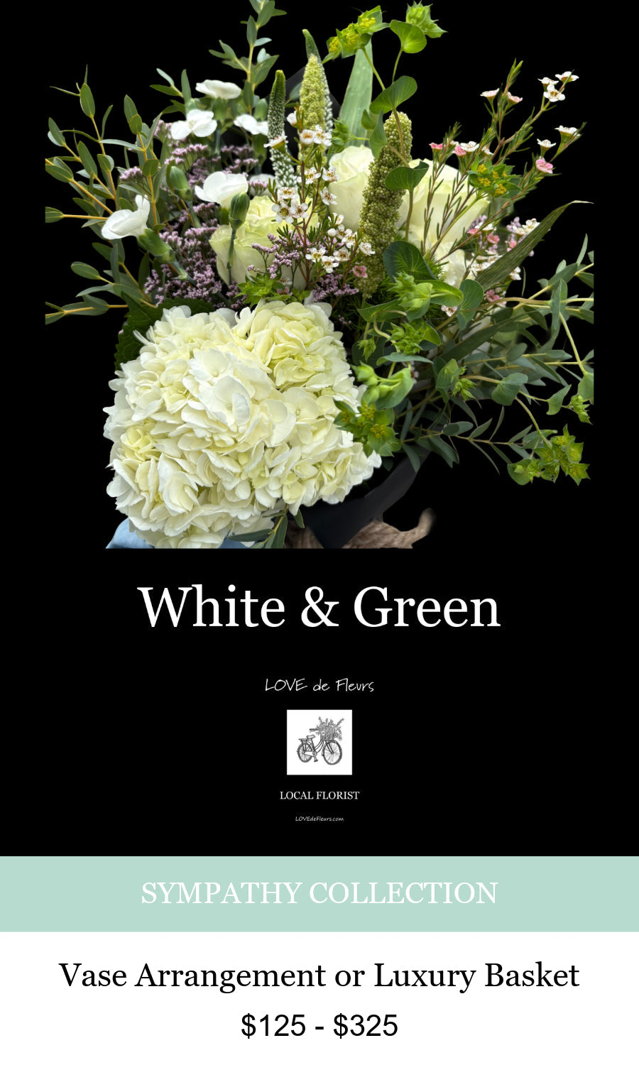 WHITE & GREEN SYMPATHY FLOWERS